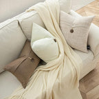 Phantoscope Pack of 2 Farmhouse Throw Pillow Covers Button Vintage Linen Decorative Pillow Cases for Couch Bed and Chair Off White 20 x 20 inches 50 x 50 cm