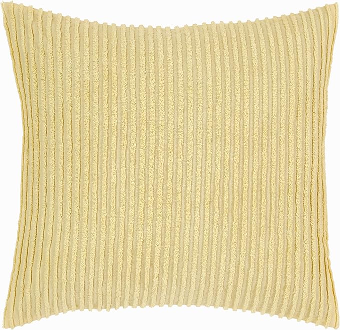 Better Trends Jullian Collection is Super Soft and Light Weight in Bold Stripes Design 100% Cotton Tufted Unique Luxurious Machine Washable Tumble Dry, Euro Sham, Yellow