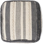 REDEARTH · UNSTUFFED Pouf Ottoman Cover Textured Cube Bean Bag Poof Pouffe Footrest for Living Room, Bedroom, Patio, Gym; 100% Cotton (18"X18"X18", Precis Descant Gray)