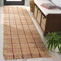 SAFAVIEH Natural Fiber Collection Area Rug - 2'3" x 8' Runner, Natural & Wine, Handmade Jute, Ideal for Living Room, Hallway, Foyer, Entryway, Bedroom (NF602S)