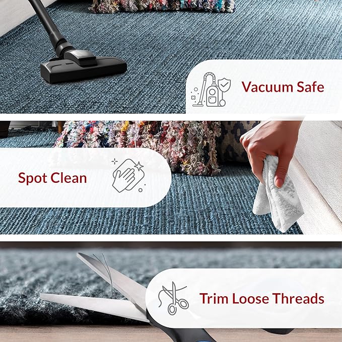 Nuloom Daniela Blue, 3' x 5', Handmade, Jute, Tassel, Soft and Textured, High Traffic, Stain Resistant, Easy Clean, Durable Area Rug for Bedroom, Living Room, Dining Space, Foyer, Entryway