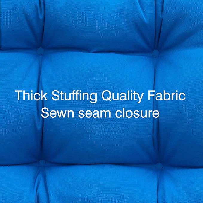 QILLOWAY Outdoor Seat/Back Chair Cushion Tufted Pillow, Spring/Summer Seasonal All Weather Replacement Cushions. (Marine Blue)