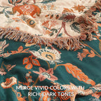 Boho Throw Blanket for Couch Sofa Bed, 100% Cotton Woven Quilt with Tassel 80”x90”, Super Soft Muslin Blanket with Floral Printed, Decorative Reversible Bed Blanket/Cover for All Seasons