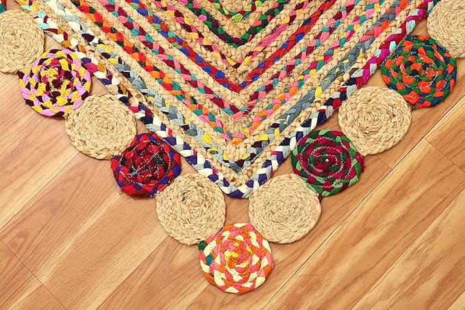Runner Area Rug - 2.6x4 Feet Multicolor Cape Code Chindi Cotton Jute Rug Geometric Kilim Rug Indoor Outdoor Use Carpet Flatweave Rugs for Bedroom Bedside Runner Kitchen Hallway & Stair