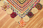 Runner Area Rug - 2.6x4 Feet Multicolor Cape Code Chindi Cotton Jute Rug Geometric Kilim Rug Indoor Outdoor Use Carpet Flatweave Rugs for Bedroom Bedside Runner Kitchen Hallway & Stair
