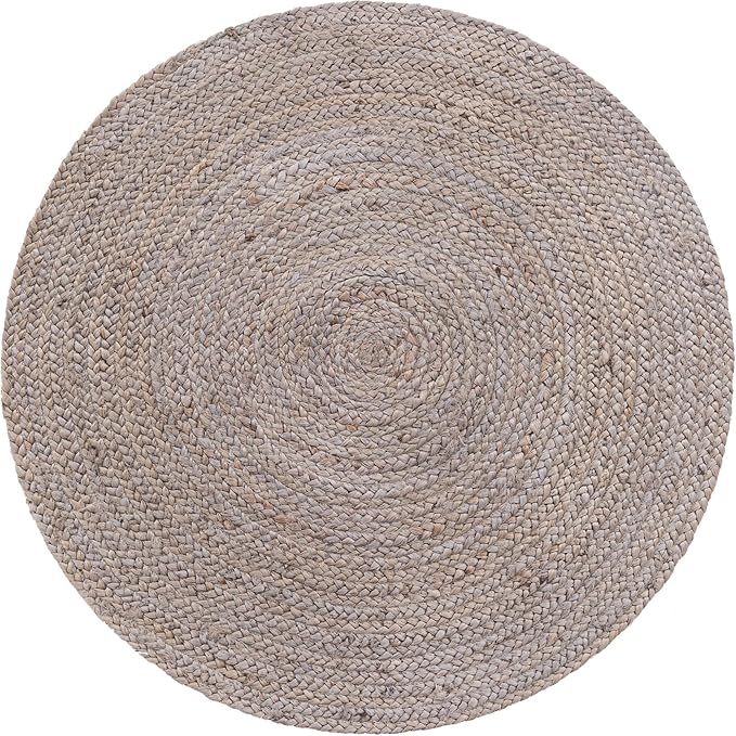 Unique Loom Braided Jute Collection Area Rug - Dhaka (3' 3" Round, Gray)