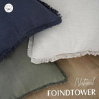 Foindtower Set of 2 Decorative Linen Fringe Throw Pillow Covers Cozy Boho Farmhouse Cushion Cover with Tassels Soft Accent Pillowcase for Couch Sofa Bed Living Room Home Decor, 16×16 Inch, Navy Blue