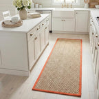 SAFAVIEH Natural Fiber Collection Runner Rug - 2'6" x 8', Natural & Rust, Seagrass, Basketweave Pattern with Border (NF114Y)