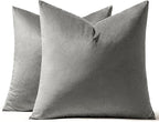 MIULEE 26x26 Inch Euro Sham Velvet Pillow Covers, Set of 2 Large Square Decorative Pillows -Grey Super Soft for King Bed, Sofa, Couch, Accent Chairs with Hidden Zipper
