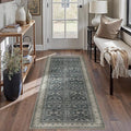 HUGEAR 2x6 Runner Rug Vintage Black Machine Washable Retro Floral Hallway Low Pile Carpet Vacuumable Distressed Long Throw Rug Bedroom Office Bathroom Kitchen Laundry Non Slip Soft Lightweight
