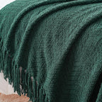 BATTILO HOME Forest Green Throw Blanket for Couch, Knit Christmas Throw Blanket Versatile for Chair, Super Soft Warm Green Christmas Blanket with Tassels for Bed, Sofa and Living Room, 60" x 80"