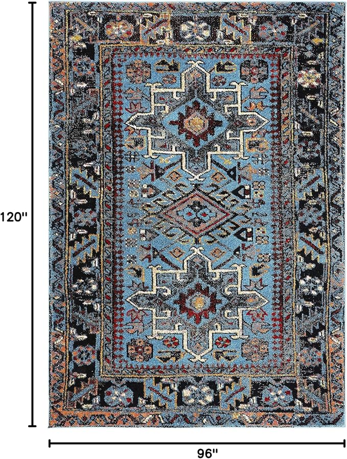 SAFAVIEH Area Rug 8x10 - Vintage Hamadan Collection - Large - Light Blue & Black, Traditional Persian Design, Non-Shedding & Easy to Clean, Ideal for Living Room, Bedroom, Dining Space (VTH211M)
