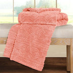 Superior Fleece Boho Jacquard Blanket, Decorative Blankets for Bedroom, Sofa, Fuzzy, Plush, Fluffy, Soft, Cute Room Decor, Beautiful Cover, Comfort Essentials, Arctic Collection, Full/Queen, Blush