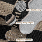 Checkered Easy Jute Runner, 2x6 Kitchen Runner Rug Non Slip Washable Rug for Entryway Indoor, Checkerboard Indoor Outdoor Scalloped Carpet for Hallway Laundry Balcony