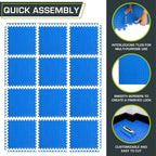ProsourceFit Puzzle Exercise Mat ½ in, EVA Interlocking Foam Floor Tiles for Home Gym, Mat for Home Workout Equipment, Floor Padding for Kids, Blue, 24 in x 24 in x ½ in, 48 Sq Ft - 12 Tiles