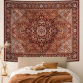 Apdidl Boho Mandala Hippie Wall Tapestry for Bedroom Aesthetic, Indian Bohemian Floral Tapestries Blanket Art Decor, Vintage Orange Fabric Vertical Wall Hanging for Living Room Dorm 36" X 48"