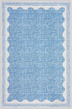 GarveeHome Door Mat Indoor Rugs for Entryway Small Throw Rug 2x3 Washable Non-Slip Solid Blue Modern Minimalism Soft Low-Pile Scalloped Carpet for Bedroom Kitchen Bath Entrance with Rubber Back