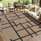 Tangsoo Modern Easy Jute Rug 5x7 Large Washable Area Rugs for Dining Room Table,Non-Slip Thin Stripe Indoor Outdoor Rug,Farmhouse Natural Throw Mat for Living Room Office Backyard Patio Bedroom