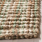 SAFAVIEH Area Rug 4' Square - Natural Fiber Collection - Sage & Natural Brown, Handmade Jute, Farmhouse Style, Chunky Textured Thick Pile (NF447S)