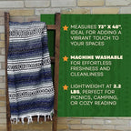 Large Mexican Blanket in Melon/Teal — Handcrafted Serape Falsa Yoga Blanket (73” x 48”) – Throw for Camping, Beach & Outdoor Use – Artisan Craft, Made in Mexico from Recycled Fibers