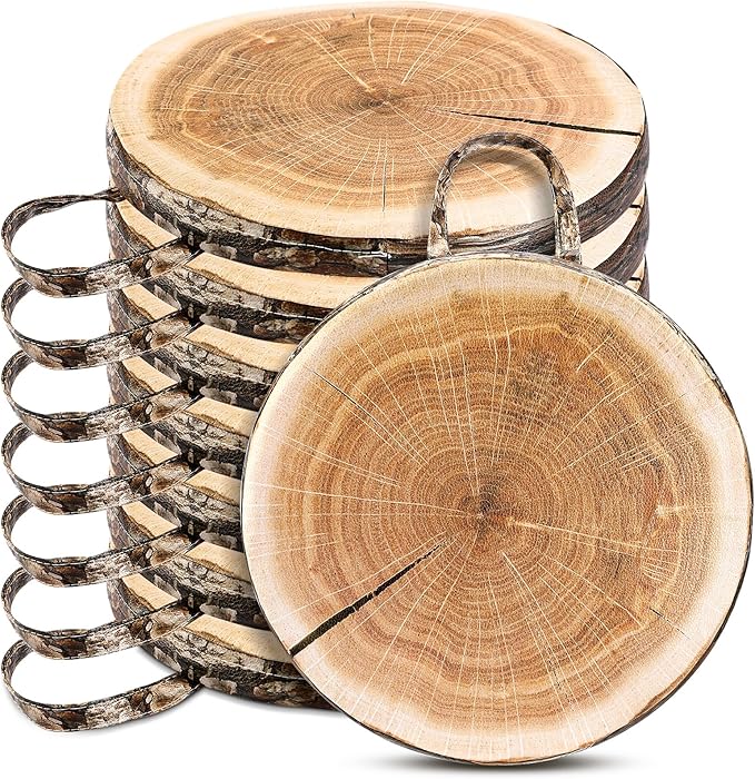 Suzile 8 Pcs Wood Slice Kids Floor Cushions for Classroom, Round Tree Stump Throw Pillows, Soft Waterproof Flexible Seating Mat for Home Daycare Preschool Kindergarten