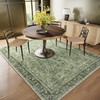 6x9 Washable Rug Vintage Fade Resistant Boho Distressed Non-Slip Indoor Large Carpet Low Pile Lightweight & High-Traffic Safe for Bedroom, Dorm, Playroom - Farmhouse Decor