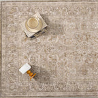 Brown 6x9 Area Rug Washable Vintage Living Room Carpet Bedroom Large Indoor Non Slip Soft Low Pile Thin Stain Resistant Distressed Accent Throw Rug for Dining Office Nursery