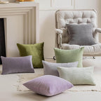 Home Brilliant Sage Green Lumbar Spring Pillow Cover Corduroy Plush Velvet Oblong Decorative Rectangle Pillowcases for Bed Couch Sofa St Patricks Day Decor, Set of 2, 12 x 20 inches(30x50cm), Mint