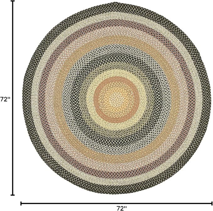 SAFAVIEH Washable Rug Outdoor Braided Collection - 6' Round, Multi, Handmade & Reversible, Non-Shedding & Easy to Clean, Ideal for Patio, Backyard, Mudroom (BRD308A)