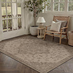 3x5 Easy Jute Outdoor Patio Rug Washable Brown Floral Entrance Area Rug for Living Room Lightweight Non Slip No Sheding Doormat Entryway Farmhouse Bedroom Backyard Kitchen Deck
