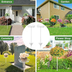 Tellingyou 2 Pack Adjustable Outdoor Flower Pot Stand, Metal Outdoor Plant Stands, Spring Summer Versatile Plant Stand Garden Stake for Display Plants, Elegant Solution for Landscaping Decor (White)