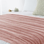 Chenille Throw Blanket for Couch 50"X 60", Soft Cozy Throws with Fringe Tassel for Bed Sofa Chair Cover, Lightweight Knitted Decorative Boho Blankets for Living Room, Dusty Pink