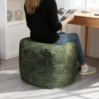 AELS Unstuffed Boho Textured Pouf Cover, Organic Modern Mid Century Rainbow Tufted Storage Bean Bag Cubes, Farmhouse Square Ottoman Pouf Foot Rest Footstool, 18"x18"x18", Cover ONLY, Olive Green