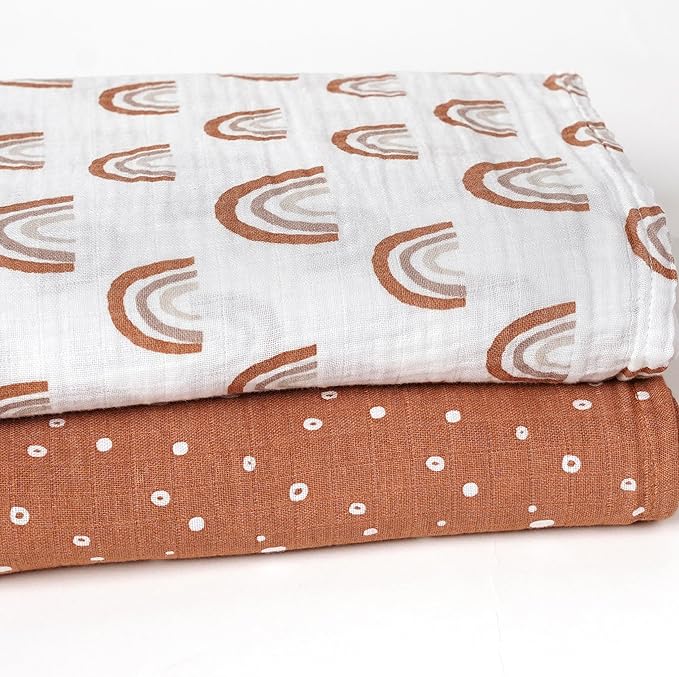 Gerber Baby Unisex 2-Pack Muslin Blanket, Boho Rainbow, One Size