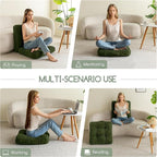 HIGOGOGO Floor Pillow Cushion for Adults, Meditation Cushion Pillow, Large Square Floor Sitting, Tufted Corduroy Cover, for Tatami Living Room or Yoga, 22x22 Inch, 2Pack, Dark Green