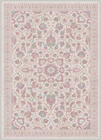 GENIMO 5x7 Area Rugs for Living Room, Machine Washable Non Slip Vintage Rugs, Low Pile Lightweight Chenille Print Rug for Bedroom, Dining Room, Home Office, Dusty Rose