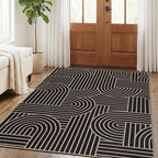 GarveeHome Rainbow Easy Jute Rug 4x6 Abstract Washable Non Slip Living Room Ultra-Thin Bedroom Rug, Non Skid Backing Non Shedding Accent Carpet for Dining Room Office