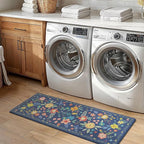 GENIMO Kitchen Mats for Floor 2PCS, Cushioned Kitchen Rugs Non Slip Washable, Farmhouse Anti Fatigue Mat Waterproof, Comfort Standing Mat Rug for Office, Home, Laundry, 17.3"x47"+17.3"x30", Navy