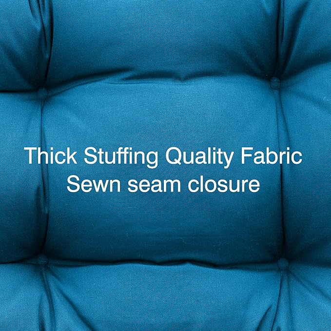 QILLOWAY Outdoor Seat/Back Chair Cushion Tufted Pillow, Spring/Summer Seasonal Replacement Cushions - Pack of 4 (Peacock Blue)