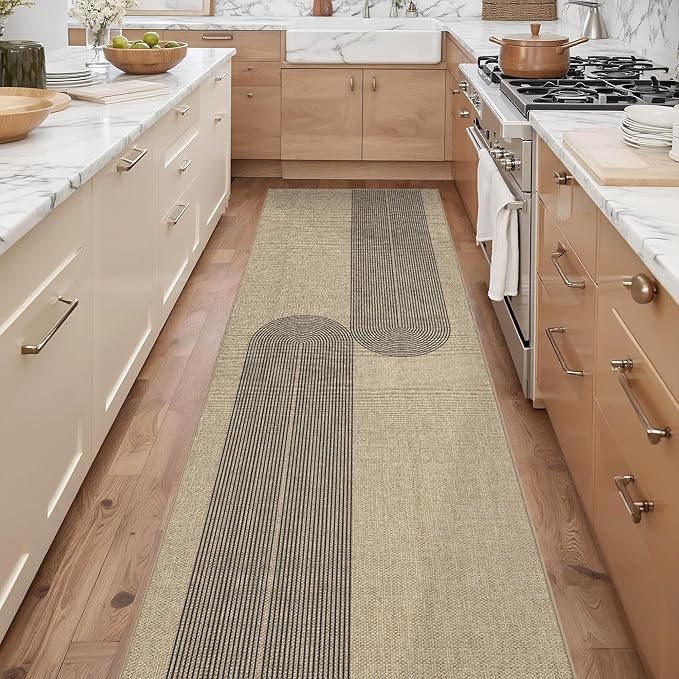 Easy Jute Rug 2.5x8: Indoor Outdoor Natural Boho Area Rugs for Hallway Patio Non Slip - Farmhouse Neutral Contemporary Carpet Mat for Entryway Kitchen Laundry Room Bedroom Washable