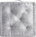 SAFAVIEH Home Collection Belia Silver 18-inch Square Tufted Floor Pillow with Insert