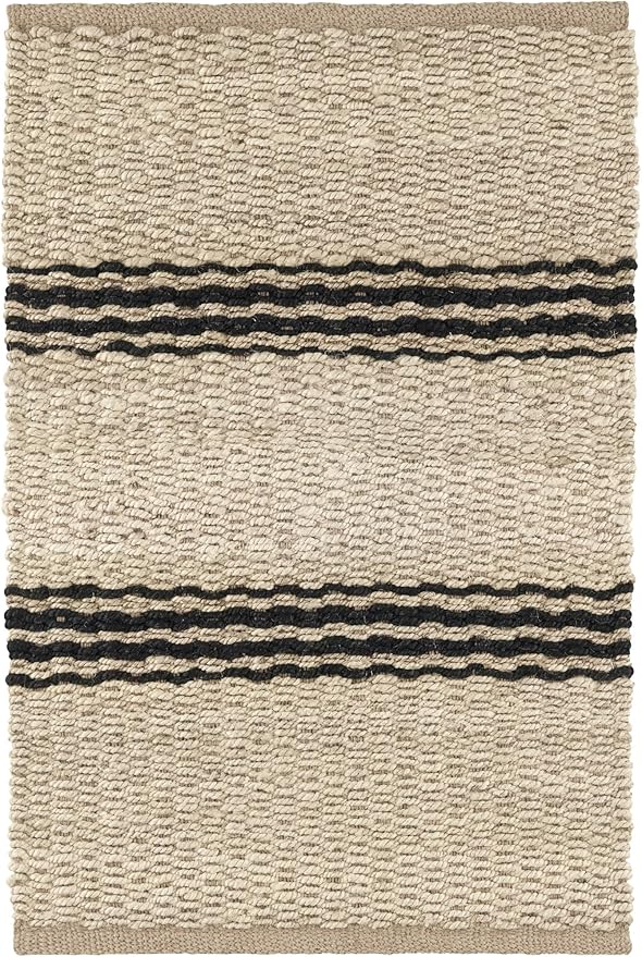 Dash & Albert Jute Ticking Black Handwoven Jute Rug, 2 X 3 Feet, Neutral Stripe Pattern - Premium Luxury Hotel Quality Soft Breathable Hypoallergenic Machine Washable Easy Care All Season