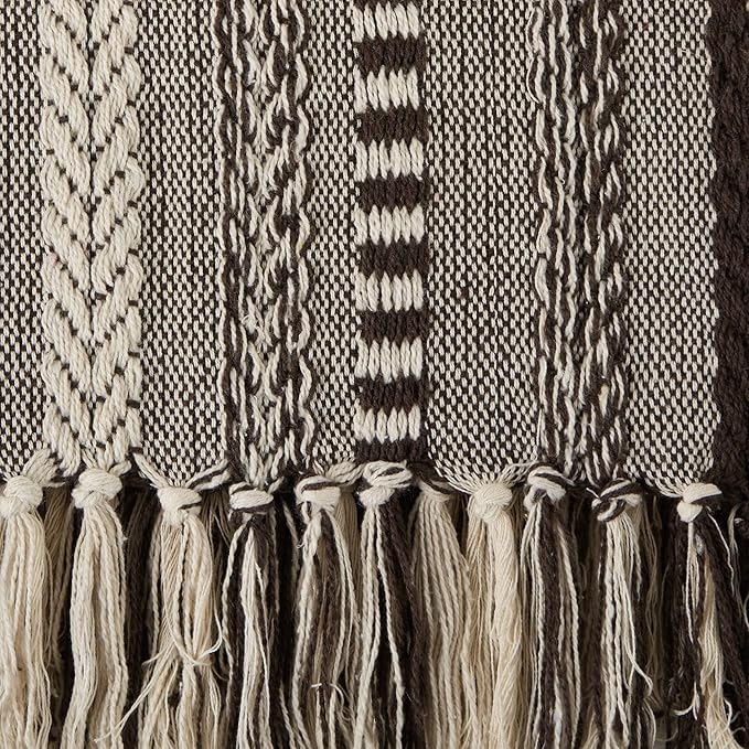 DII Braided Striped Decorative Throw Blanket, 50x60, Dark Brown