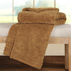 Superior Fleece Boho Jacquard Blanket, Decorative Blankets for Bedroom, Sofa, Fuzzy, Plush, Fluffy, Soft, Cute Room Decor, Beautiful Cover, Comfort Essentials, Arctic Collection, Full/Queen, Camel