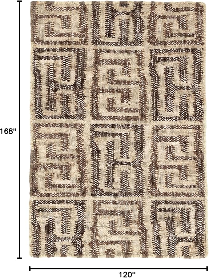 Dash and Albert Auricula Handwoven Jute Rug, 10 X 14 Feet, Black/Neutral Geometric Pattern - Premium Luxury Hotel Quality Soft Breathable Hypoallergenic Machine Washable Easy Care All Season
