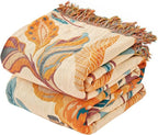 Boho Throw Blanket for Bed-100% Cotton Soft Breathable Farmhouse Decor Boho Quilt for Sofa (Flowers Tulips, 90"x98")