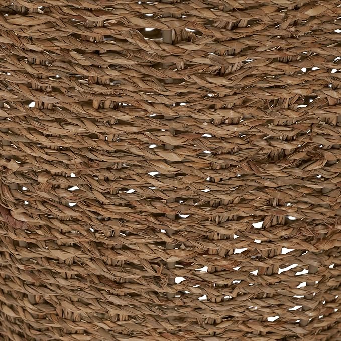Household Essentials Seagrass Wicker Waste Basket, Handwoven Waste Bin with Metal Frame, Perfect for Bathrooms and Bedrooms,