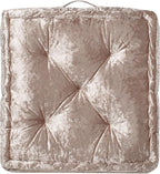 SAFAVIEH Home Collection Belia Champagne 18-inch Square Tufted Floor Pillow with Insert