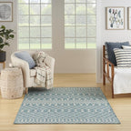 Nourison Home Positano Aqua 6' x 9' Area Rug - Easy Clean, Non Shedding, Bed Room, Living Room, Dining Room, Kitchen (6' x 9')