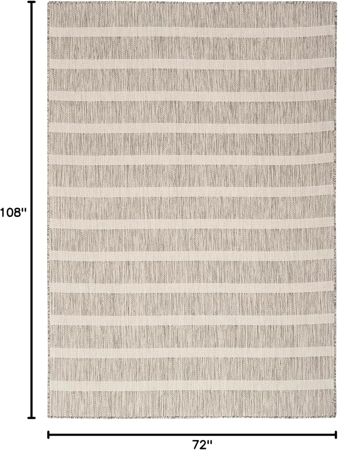 Nourison Home Positano Grey Ivory 6' x 9' Area Rug - Easy Clean, Non Shedding, Bed Room, Living Room, Dining Room, Kitchen (6' x 9')